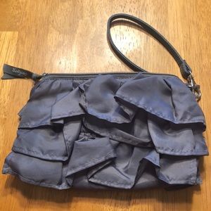 Small Gray Ruffled Wristlet